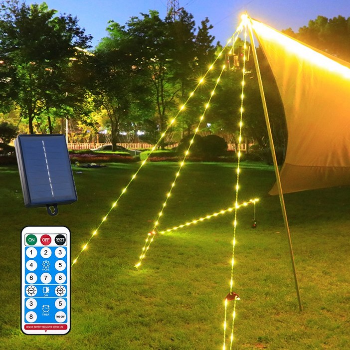 HK sell 스타로프 태양광 LED 스트링가드 타프 텐트 줄 끈 로프 캠핑 용품, 옐로우