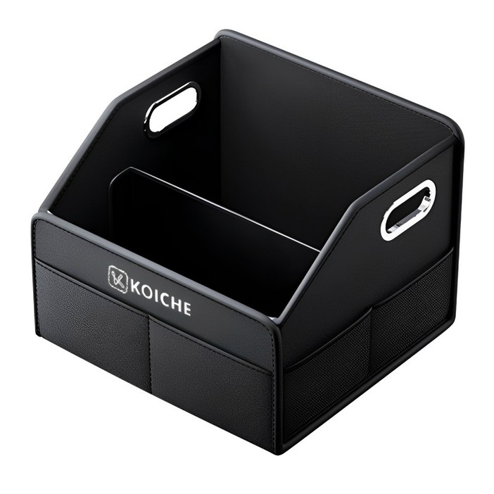 코이체 다용도 접히식 조수석 가죽 수납함, 블랙, 1개