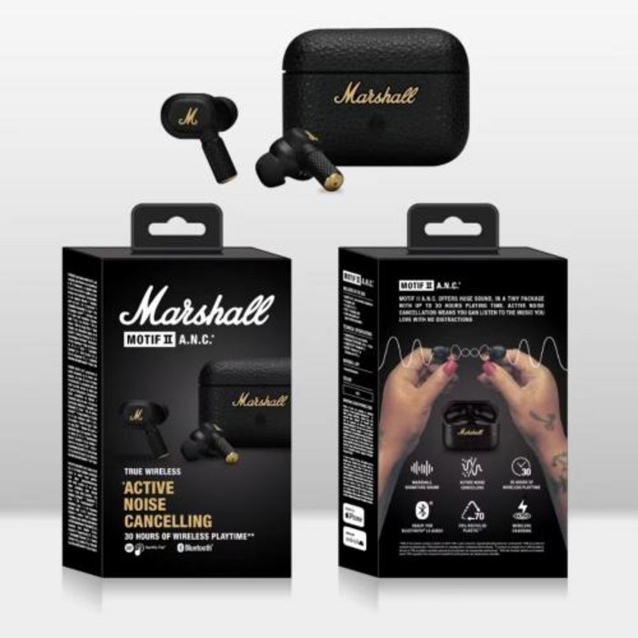 무선 이어폰 블루투스 오픈형 새로운 Marshall MOTIF II ANC True Bluetooth 헤드폰 액티브 노이즈 캔슬링 인이어 이어버드 헤드셋 HK 버전