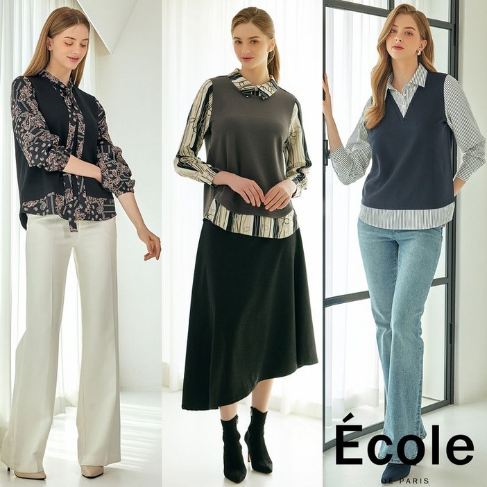 에꼴드파리 시크 레이어링 블라우스 3종
