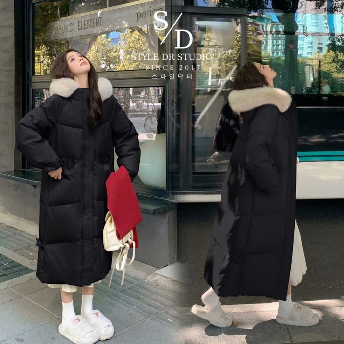 스타일닥터 여성 고품질 롱패딩 추천 여성 겨울 보온과 패션을 패딩 기모 후드 패딩점퍼 루즈핏 빅사이즈 패딩 코트 여성용 겨울점퍼