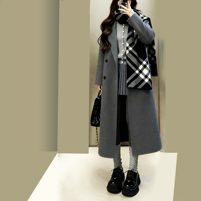 롱 울코트 벨트 + 목도리 세트 T18-1