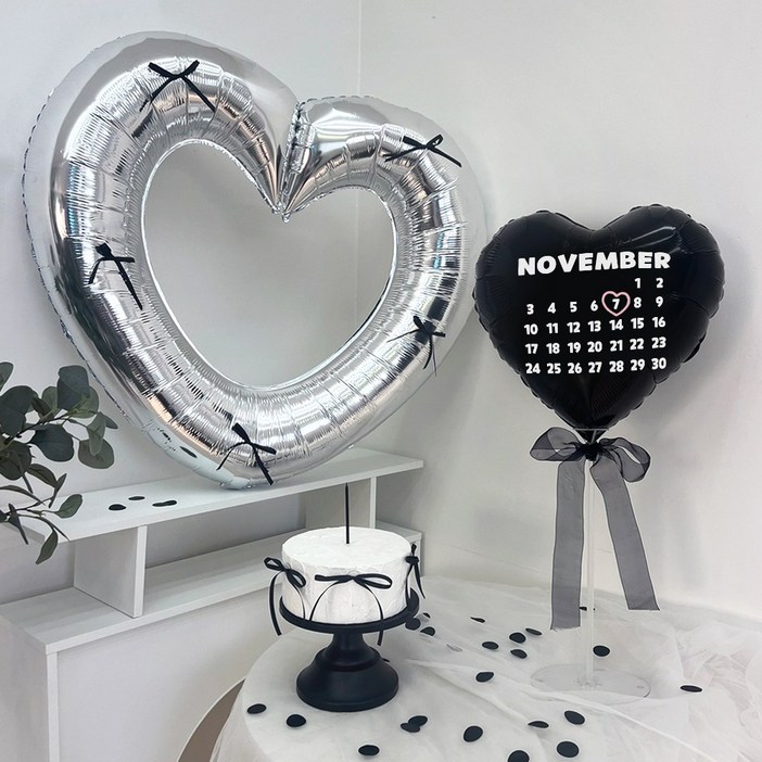 파티아일랜드 캘린더 하트 리본 스탠드 세트 달력 생일 기념일