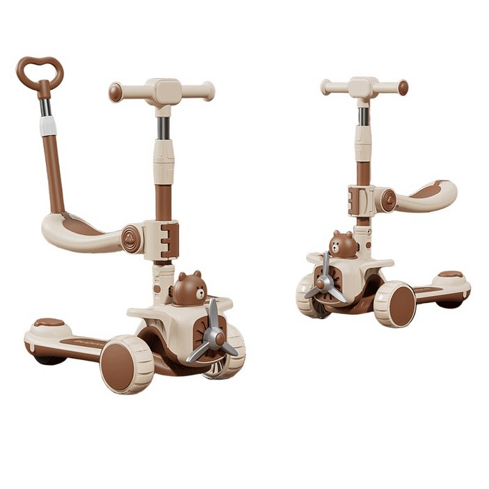 아동용 접이식 발광 킥보드 탈부착식 스쿠터 험머휠, 1개, 브라운