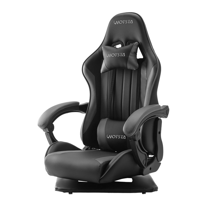 WOTSTA 게이밍 좌식의자 회전 바닥용 게이밍의자, 블랙 그레이