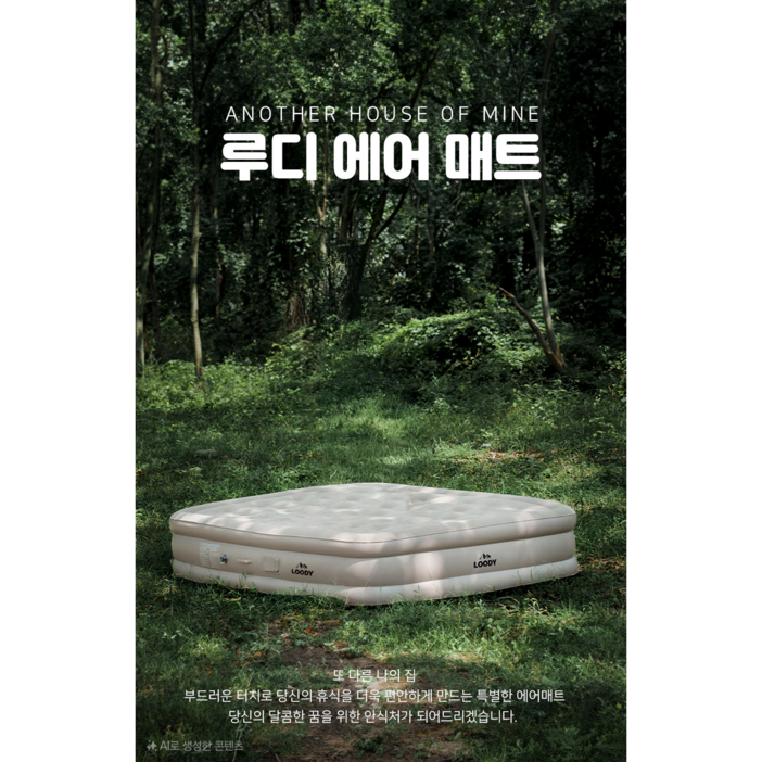 LOODY 캠핑매트 자충매트 야외 캠핑용 휴대용 에어매트 40cm 신형 자충펌프 내장형 루디에어매트