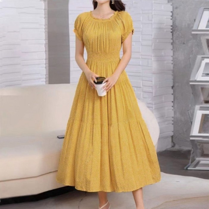 새로본7린넨셀390395원피스 여름 5577까지 여성롱OPS A라인 후레아 반팔미디 여자 미시