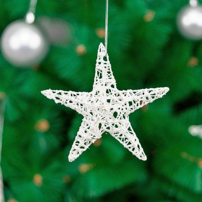 파티팡 크리스마스 글리터 별장식, 15cm 화이트, 3개