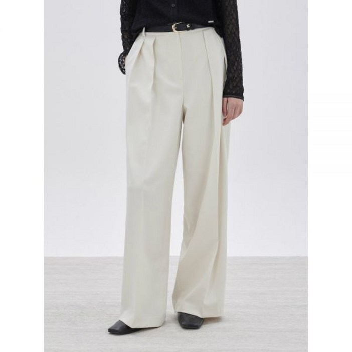 ZOOC 벨티드 투턱 와이드 팬츠 IVZ261MSA002