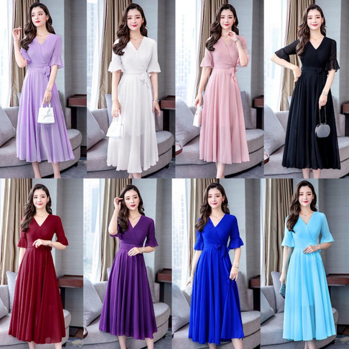 L.HOUSESTORE빅사이즈 롱 원피스 미시 쉬폰 여름 캐주얼 여성 원피스 하객룩 트위드원피스 여자쇼핑몰 바캉스원피스 스포츠원피스 여름원피스