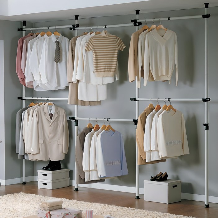 가화홈시스 수납 6단옷걸이 대용량 수납행거 NLB4600