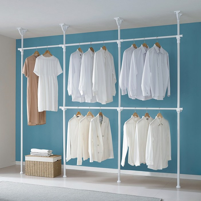 5단 무타공 튼튼한 행거 EF405 드레스룸 시스템 옷장 고정식 헹거