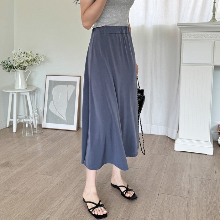 기본롱기장 핫썸머 쿨 밴딩 플레어 롱스커트 4color 냉장고스커트 시원 찰랑 치마 A라인 고무줄