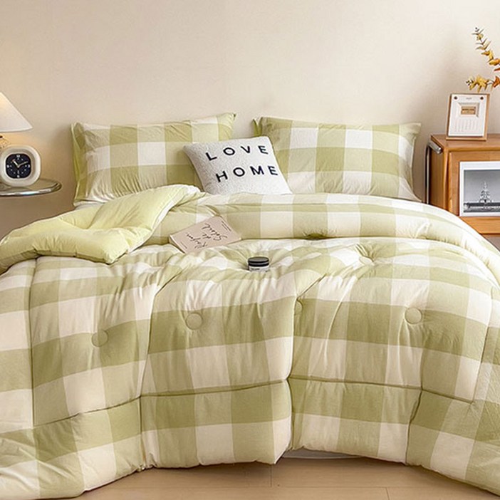 SeekFun 차렵이불 체크무늬 겨울이불 두꺼운 사계절 가정용 이불