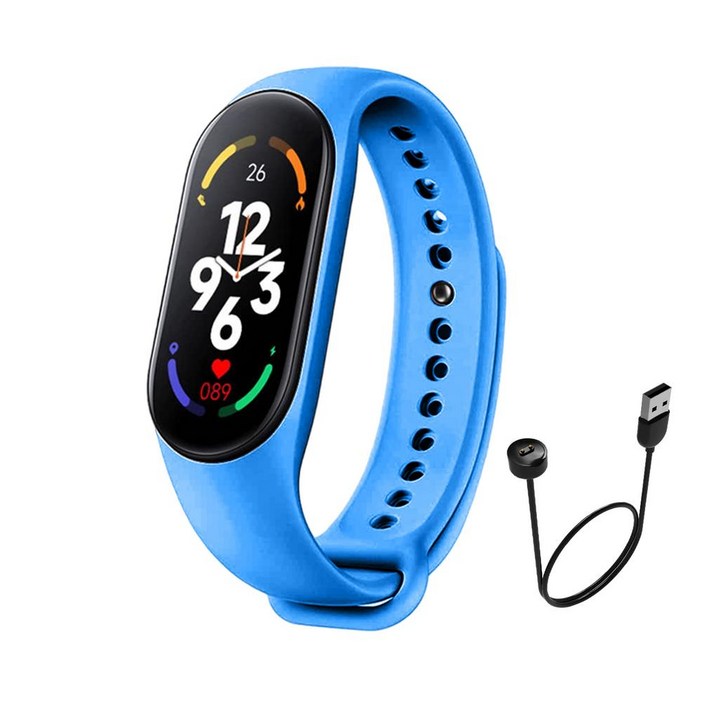 스마트워치,스마트밴드M7 스마트 시계 Smarand 심박수 Smartwatch  트래커 Mi Band 7 남성 여성 혈압  팔찌