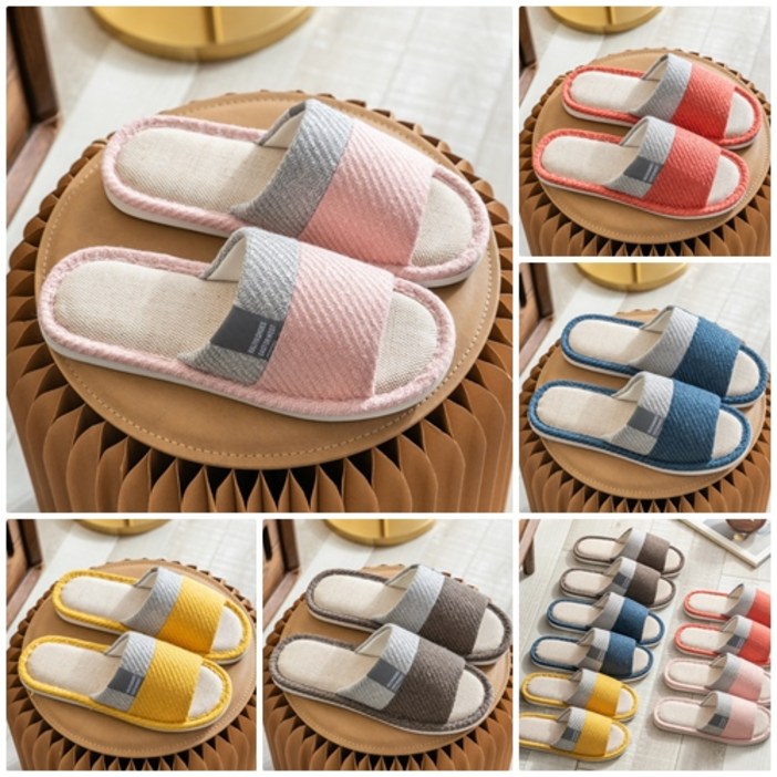 11 무료배송 여름거실화 투톤콤비 거실화 실내슬리퍼, 핑크여성용네이비남성용, 1세트