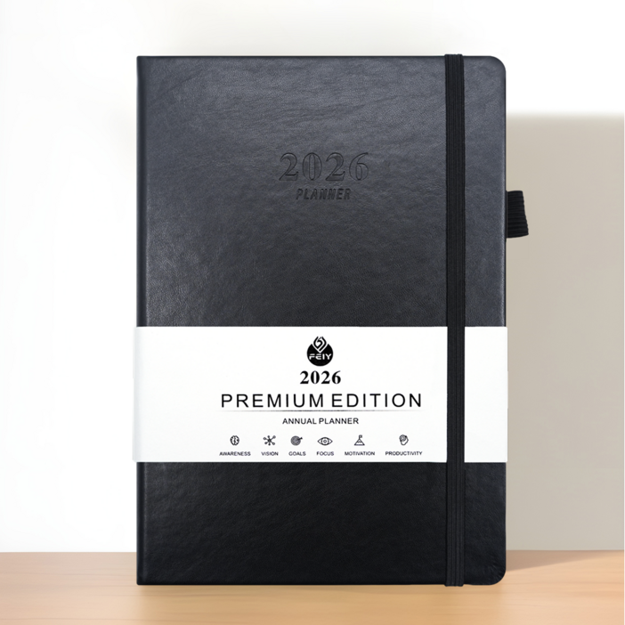 울이즈쿨 2026 하드커버 A5 날짜형 다이어리 플래너, 1개, 딥 블랙