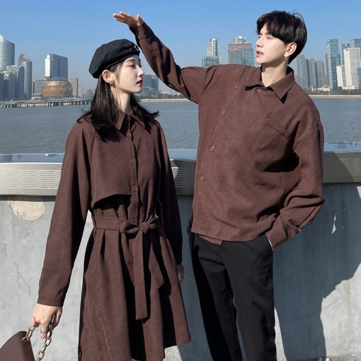 코듀로이 원피스 셔츠 커플룩 남성 여성 세트 허니문 가을 겨울 시밀러룩 커플티 발렌타인 기념 데이트