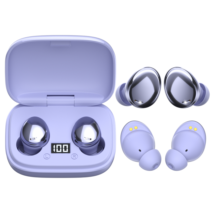 BOBOJOJO버즈 무선 블루투스 이어폰 방수 스포츠 미니 C Type 이어폰, 퍼플