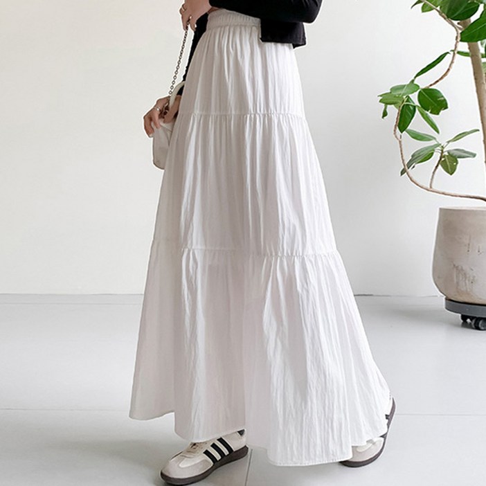 라망 프릴 캉캉 플레어 롱 스커트(3color)
