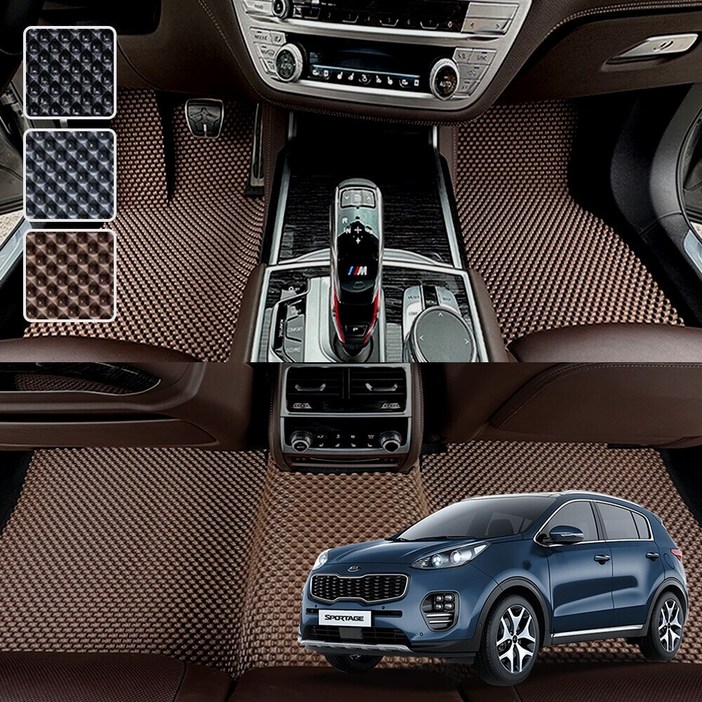 DXSOAUTO 올뉴 스포티지 QL 전용 3D 엠보싱 차세대 고무매트 1열2열 세트, 블랙, 128_1 올뉴 스포티지 QL