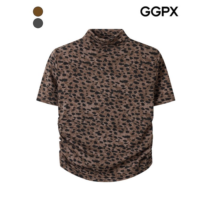 GGPX 레오파드 터틀넥 셔링 반팔 티셔츠 (GP9TS037F)