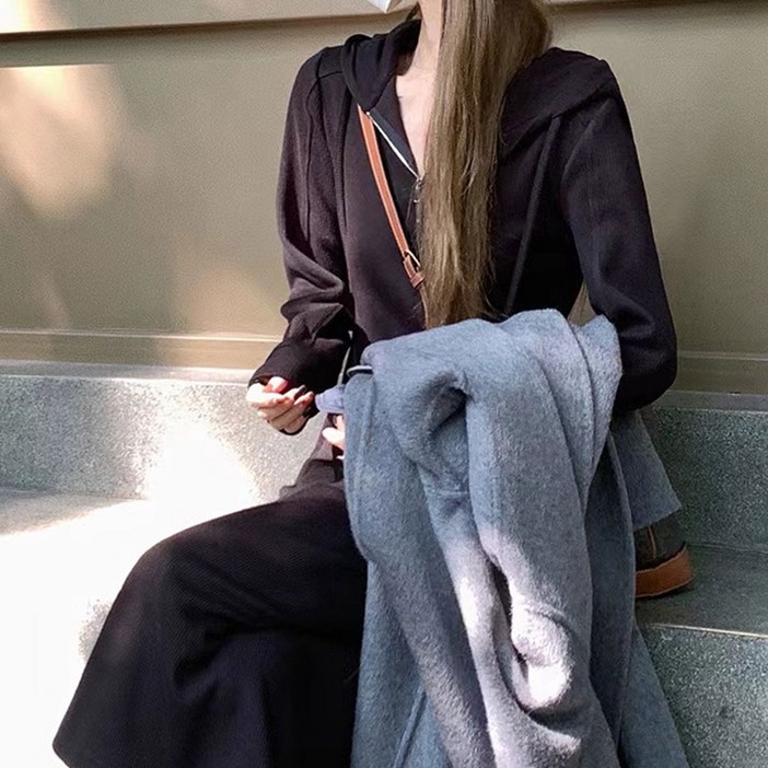 메이리앤 슬림핏 후드 트레이닝 롱원피스