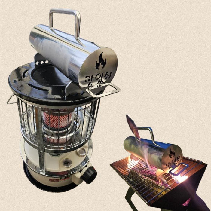 맛있쇠 안전한 스텐 캠핑용 가정용 화로 난로 군고구마 군밤 군고구마기계 고구마통 국내제조, 1개, 실버스텐