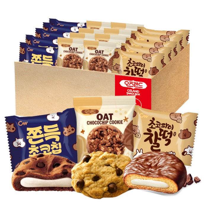 오즈랜드 오트 초코쿠키 3종간식(오트+쫀득초코칩+초코파이찰떡)