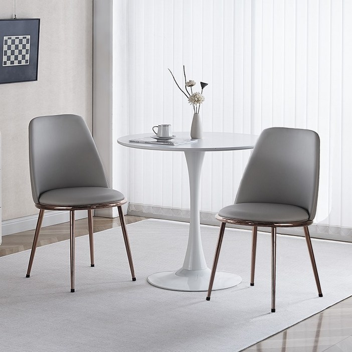 가죽 식탁의자 디자인체어 2개입, 2개, 라이트 그레이