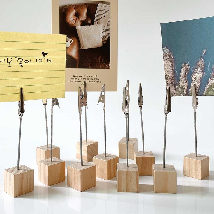 규리규리 감성 우드 메모 꽂이 10개, 10개