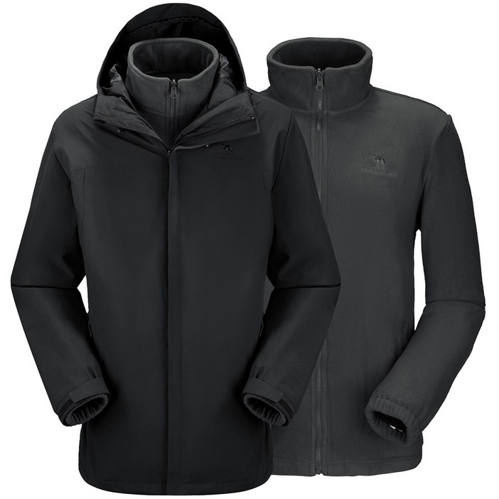 CAMEL CROWN 남성 3in1 겨울 야상 바람막이 자켓 방수 야상 점퍼 캠핑 데일리 아우터 후드 집업