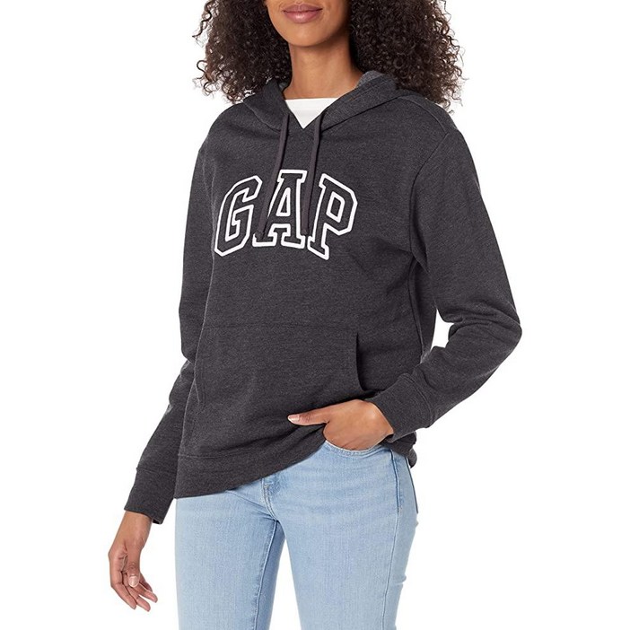 GAP 여성용 로고 후드티 차콜 헤더 L US