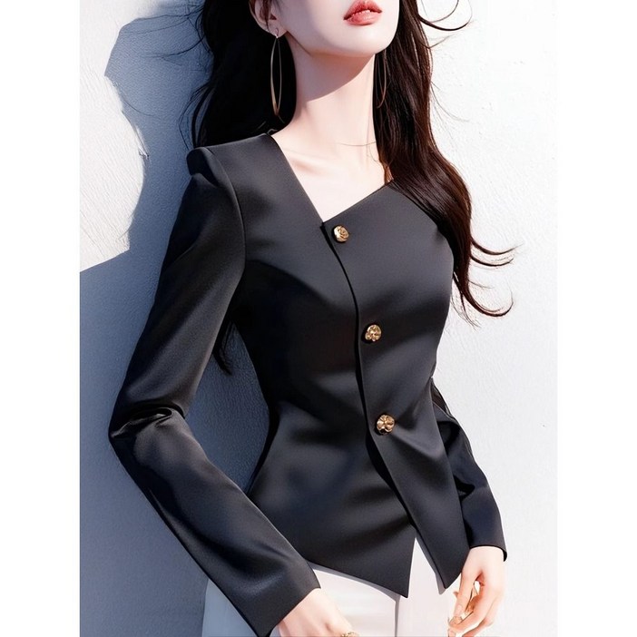 녕동 여성 고급 새틴 셔츠 남방 슬림 예쁜 블라우스 긴팔 상의 봄가을