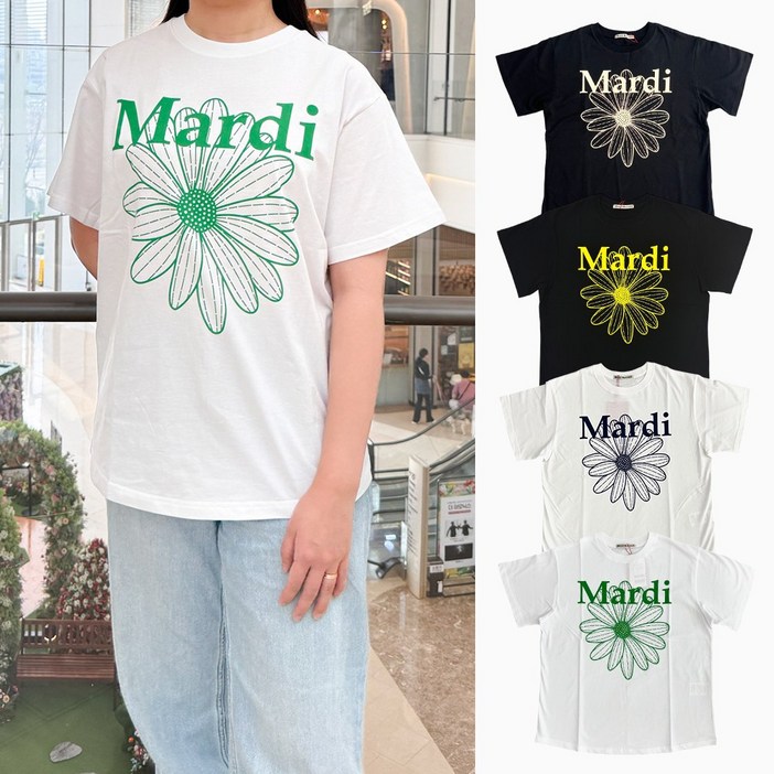 정품 마르디반팔티셔츠 플라워티셔츠 그린플라워 반팔티 mardi mercredi