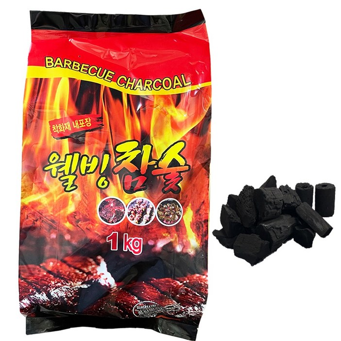 웰빙참숯 구이용 바베큐숯, 1kg, 6개