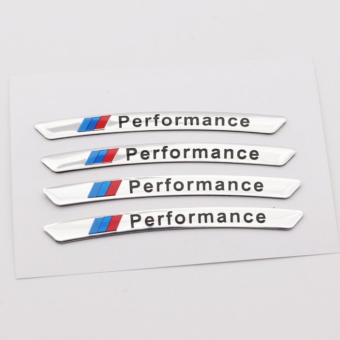 알루미늄 스크래치 기스 보수 휠가드 포인트 휠 스티커 벤츠 BMW 아우디 4PC 세트, 1세트, M 퍼포먼스 은색