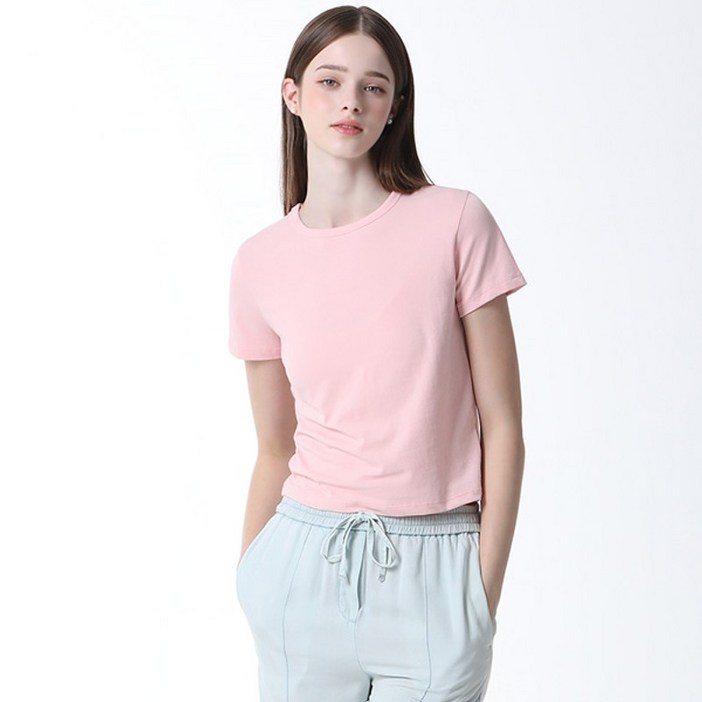 리스트 솔리드 라운드넥 반팔 티셔츠  택가격  78000원