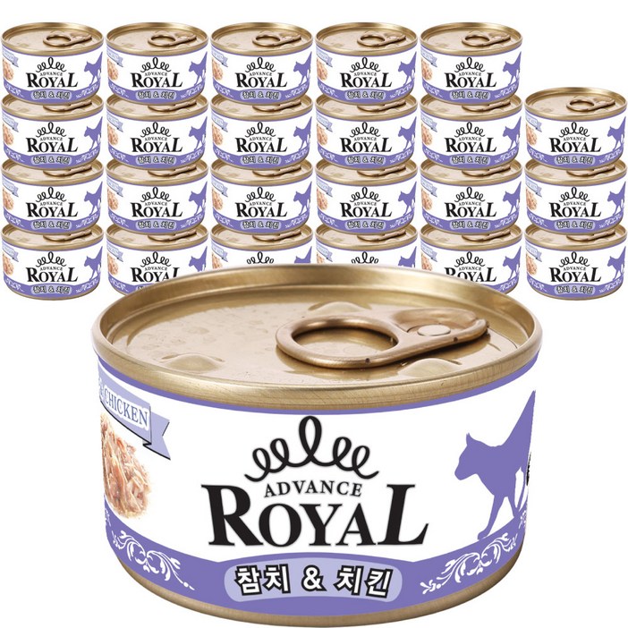 로얄 어드밴스 캔 1box X 24개입 고양이 캔 간식 통조림, 85g, 어드밴스로얄 참치치킨, 24개