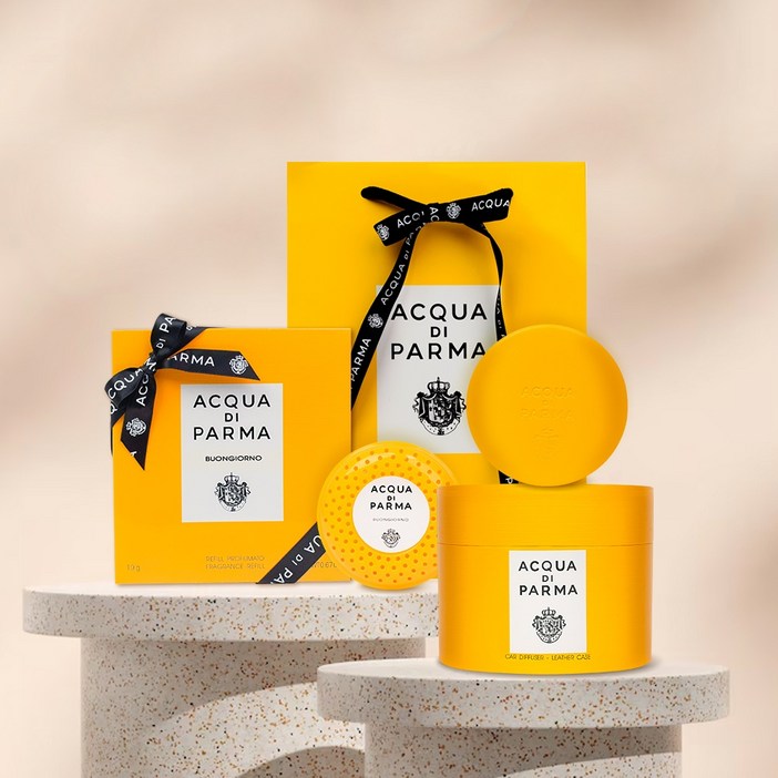 아쿠아디파르마 차량용 방향제 세트케이스카트리지리본쇼핑백, 브라운루체 디 콜로니아, 1세트