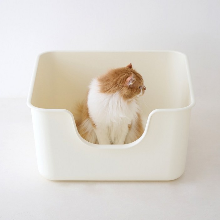강집사 스퀘어 라이트 고양이 화장실, 아이보리, 1개