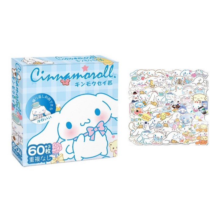 산리오 다꾸 스티커 최저가 603장 pvc스티커 헬로키티, 1통, 시나모롤