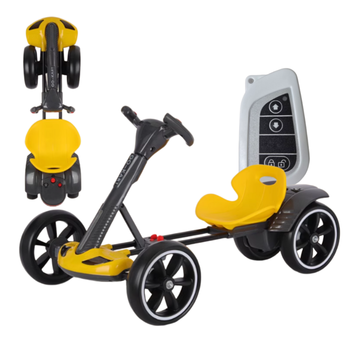 픽고잉PickGoing 리모컨 접이식 씽씽 고카트 1인용 전동차 리모콘 소형 카트 전동 루지 폴딩 드리프트 성인 접이식카트 경주 야외용 공원 레이싱카, 옐로우, 1개