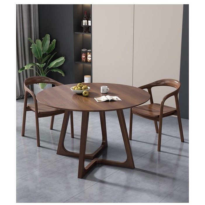 원목 원형식탁 월넛  인테리어테이블 2인용 4인용 6인용