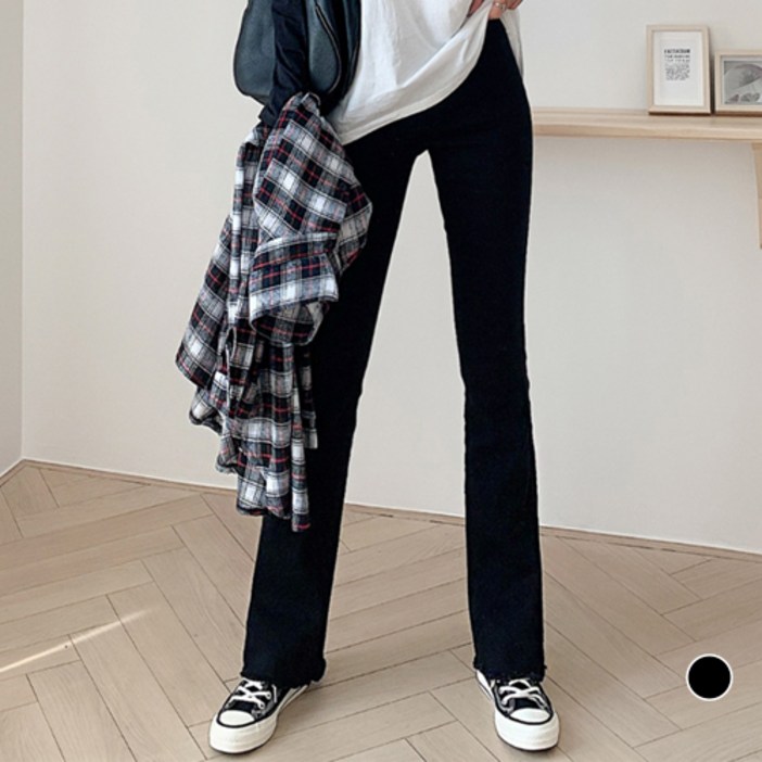 [나크21]  (S~2XL) 3타입 세미 부츠컷 기모 블랙진 DM34-P-09
