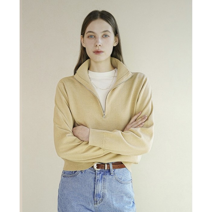 카라 반집업 니트 명품무드 데일리니트