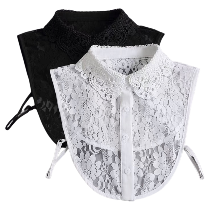 루비담 페이크 레이스 카라 블라우스 화이트블랙세트