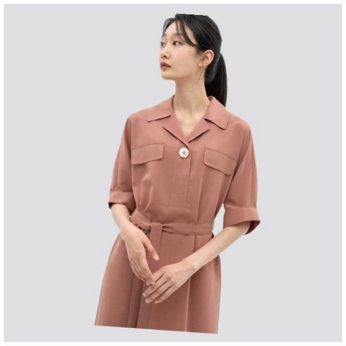 [지센] 셔츠카라 벨티드 원피스 LFOPN601_OR 1425275