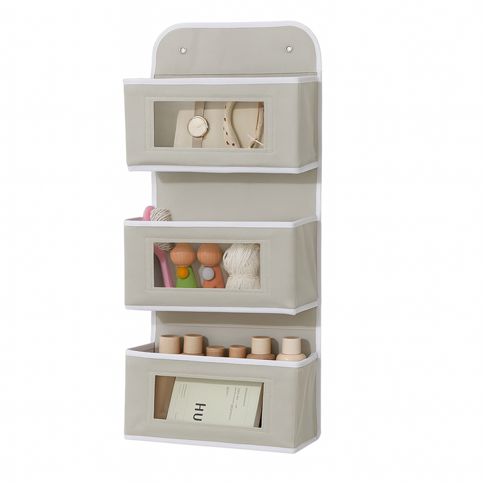 네스터몰 강력지지 3단 벽걸이 수납함, 그레이, 1개