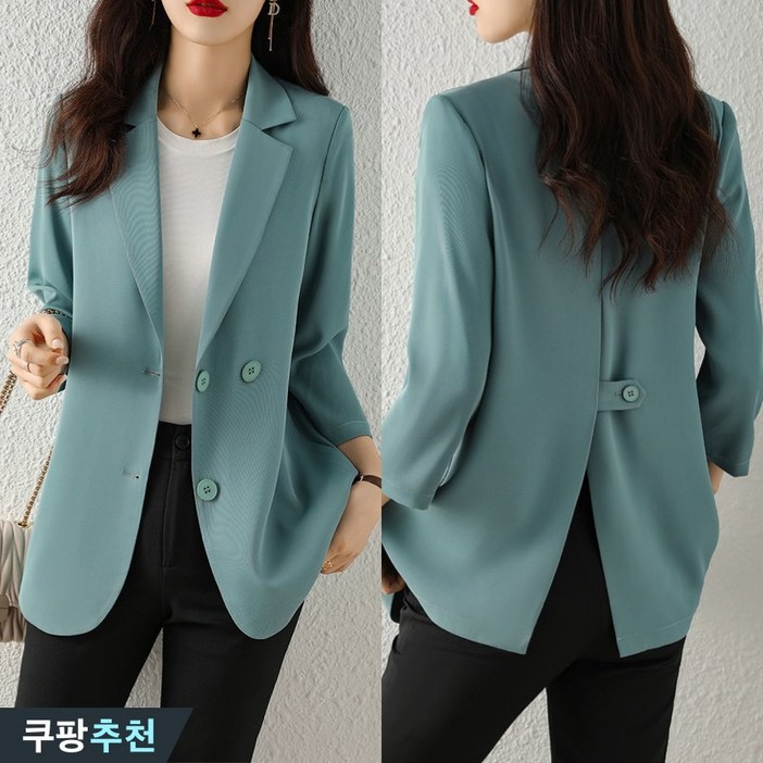 80kg까지 날씬해보이는 여성 핏 예쁜 쉬폰 뒷트임 7부 소매 정장 자켓 여름 신상 루즈핏 얇은 외출 아우터 하객룩 블랙 흰색 큰옷 큰언니 xl3 여자 디자인 캐쥬얼 잠바 77